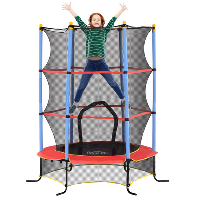 HOMCOM Kids' Safety Trampoline with Zippered Enclosure - Fun & Secure Bouncing!