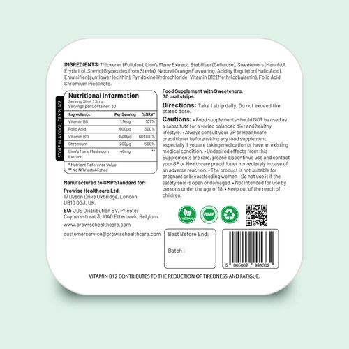 B12+ ProStrip® - Vegan Orange Strips, 1500mcg, Fast Absorption, No Water Needed