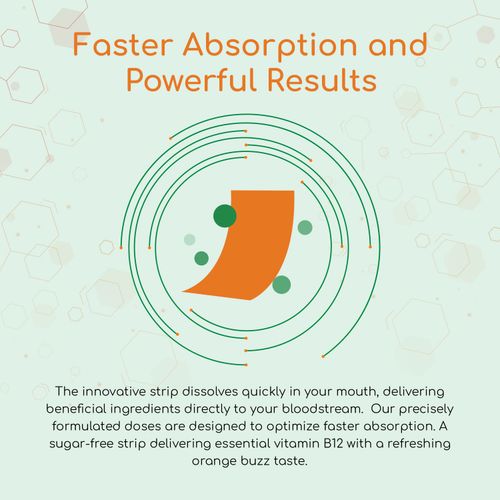 B12+ ProStrip® - Vegan Orange Strips, 1500mcg, Fast Absorption, No Water Needed
