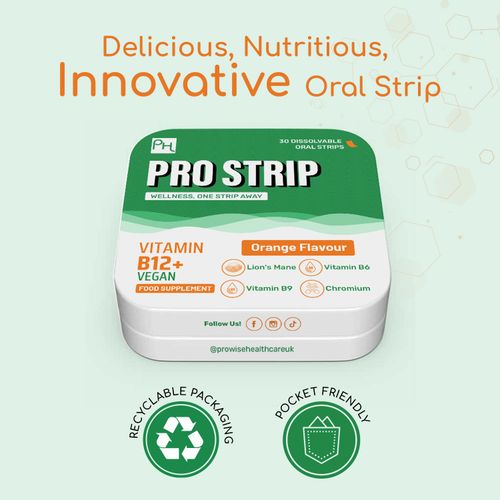 B12+ ProStrip® - Vegan Orange Strips, 1500mcg, Fast Absorption, No Water Needed