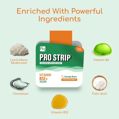 B12+ ProStrip® - Vegan Orange Strips, 1500mcg, Fast Absorption, No Water Needed