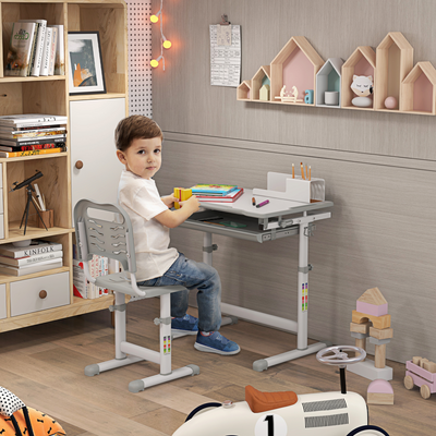 Adjustable Kids Desk & Chair Set with Drawer, Pen Slot & Safe Design alternate
