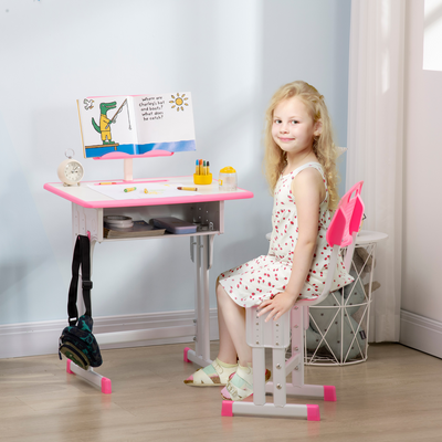 Pink Kids Desk & Chair Set: Stylish Study Space with Storage Solutions alternate