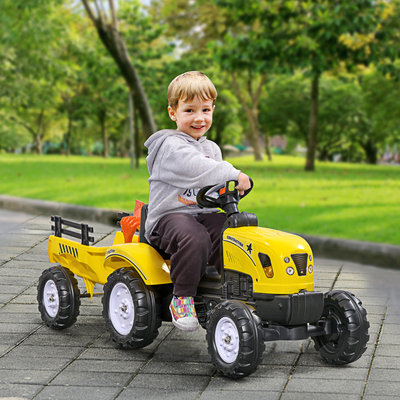 HOMCOM Kids Pedal Go Kart Tractor with Shovel & Rake - Fun Outdoor Adventure! alternate