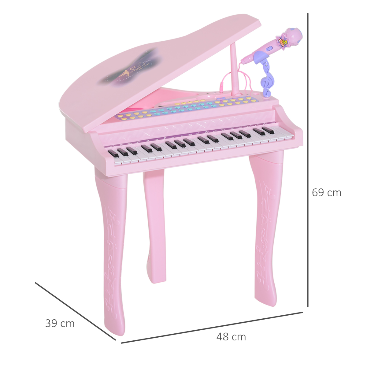 Enchanting 37-Key Pink Mini Piano with Microphone & Stool for Young Musicians!