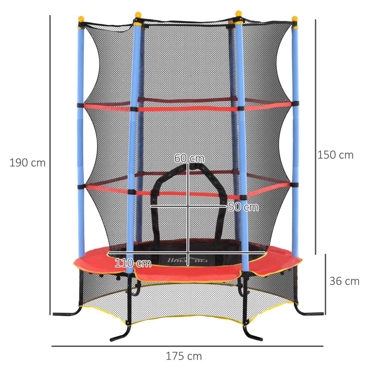 HOMCOM Kids' Safety Trampoline with Zippered Enclosure - Fun & Secure Bouncing!
