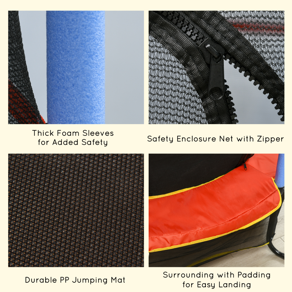 HOMCOM Kids' Safety Trampoline with Zippered Enclosure - Fun & Secure Bouncing!