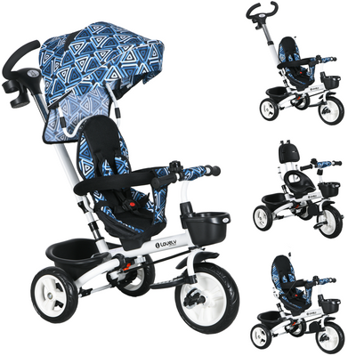 HOMCOM 6-in-1 Trike: Ultimate Fun for Toddlers 1-5 with Parent Handle, Blue