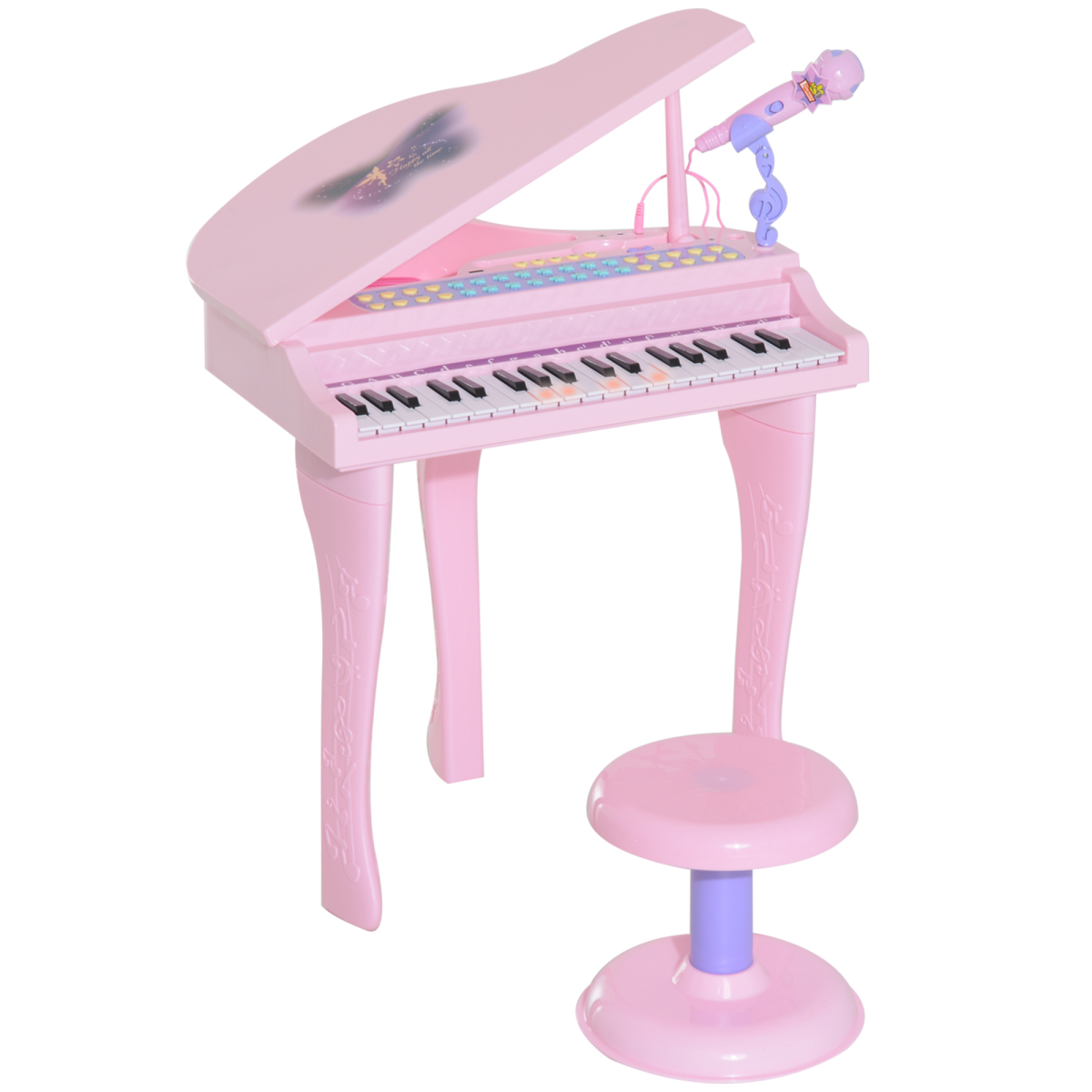 Enchanting 37-Key Pink Mini Piano with Microphone & Stool for Young Musicians!