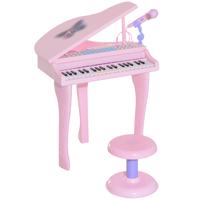 Enchanting 37-Key Pink Mini Piano with Microphone & Stool for Young Musicians!