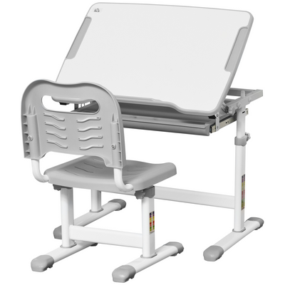 Adjustable Kids Desk & Chair Set with Drawer, Pen Slot & Safe Design
