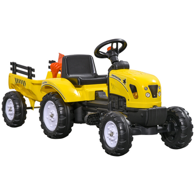HOMCOM Kids Pedal Go Kart Tractor with Shovel & Rake - Fun Outdoor Adventure!
