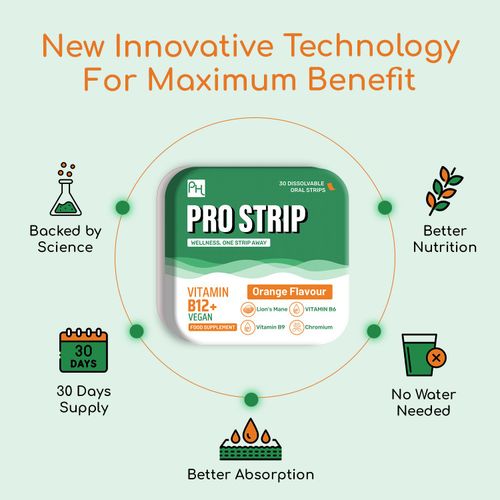 B12+ ProStrip® - Vegan Orange Strips, 1500mcg, Fast Absorption, No Water Needed